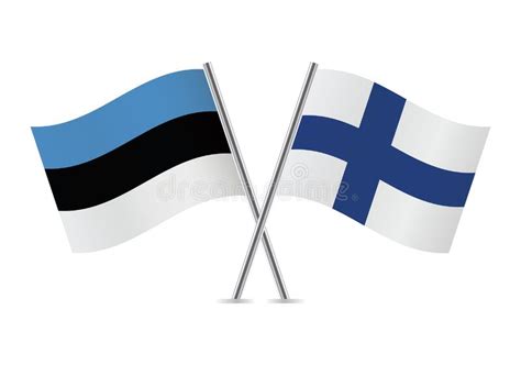 Estonia And Finland Crossed Flags Stock Vector Illustration Of
