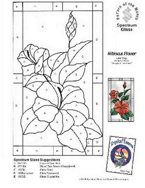 Free Stained Glass Pattern 2293 Hibiscus Flower P2293