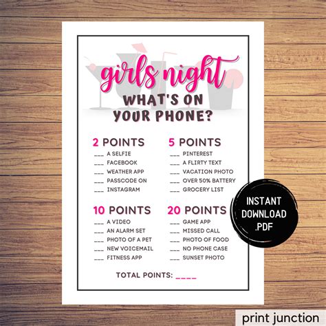 Girls Night Games Whats In Your Phone Ladies Night Games Whats On