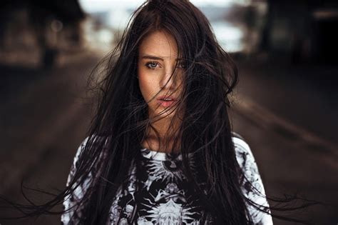 Models Model Black Hair Depth Of Field Girl Woman Hd Wallpaper