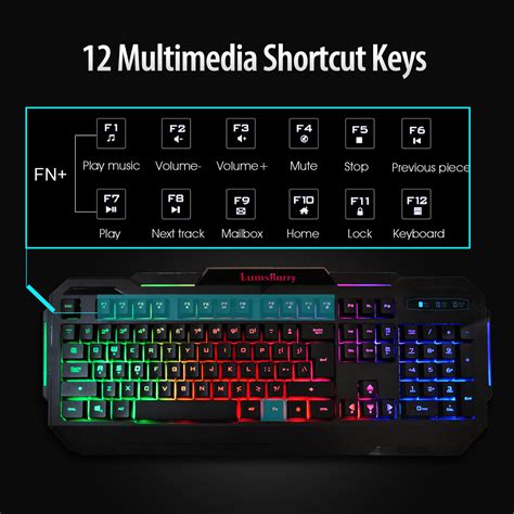 Lumsburry Led Rainbow Backlit Gaming Keyboard