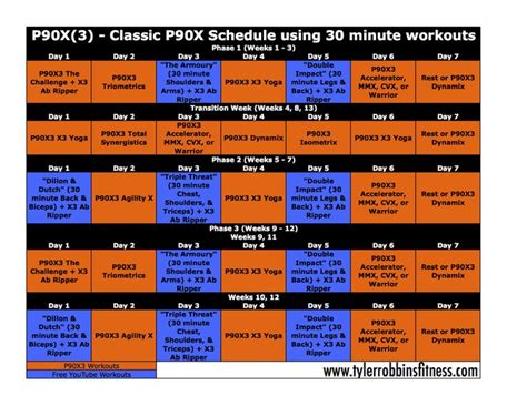 30 Minute Workouts Using The P90x Classic Schedule Workout P90x 30 Minute Workout