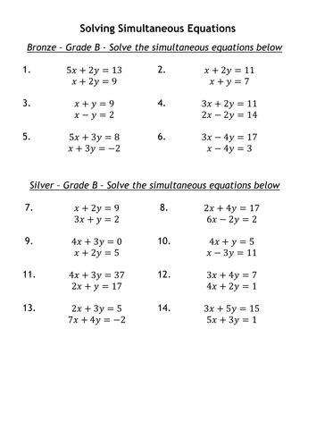 Solving Simultaneous Equations Teaching Resources