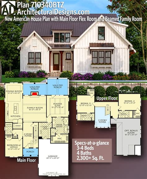 Plan 710340btz New American House Plan With Main Floor Flex Room And
