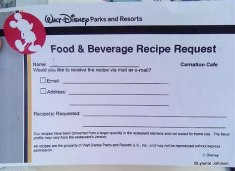 Dining In Disneyland New Recipe Request Forms Pop Up In Disneyland
