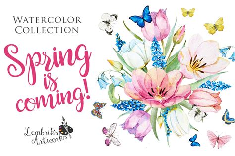 Spring Is Coming Gentle Watercolors ~ Graphic Objects ~ Creative Market