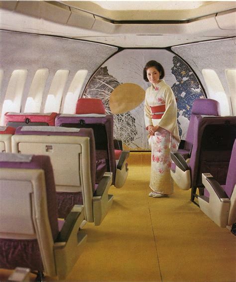 6hrs 55min cabin and layout: First class cabin of Japan Airlines Boeing 747-100, 1970s ...