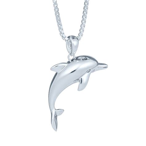 Playful Dolphin Large Necklace In Sterling Silver Landing Company