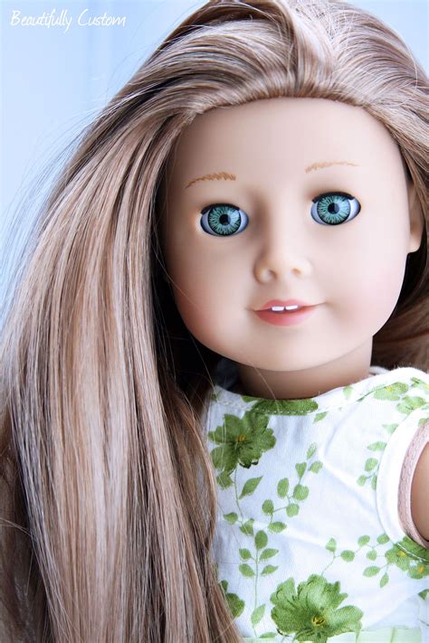 Custom American Girl Doll ~ Aqua Mint Green Eyes And Caramel Brown Hair Caroline With Mckenna