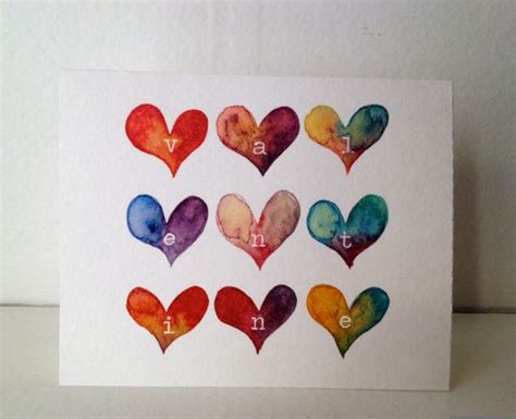 Watercolor Heart Valentines Day Card By Littleivypapergoods