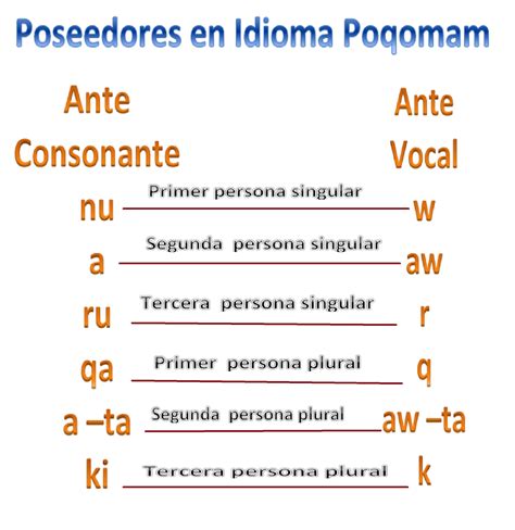 Aprendizaje Del Idioma Maya Poqomam PosesiÓn En Poqomam
