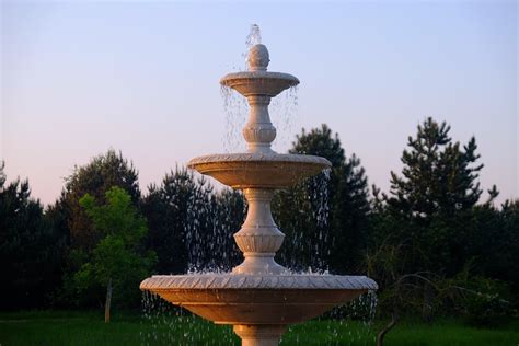 Grand Triple Tier 4m Golden Marble Stone Water Fountain Feature