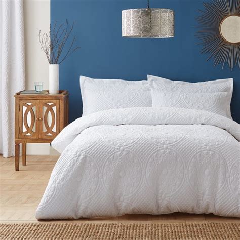 mandalay white duvet cover  pillowcase set dunelm