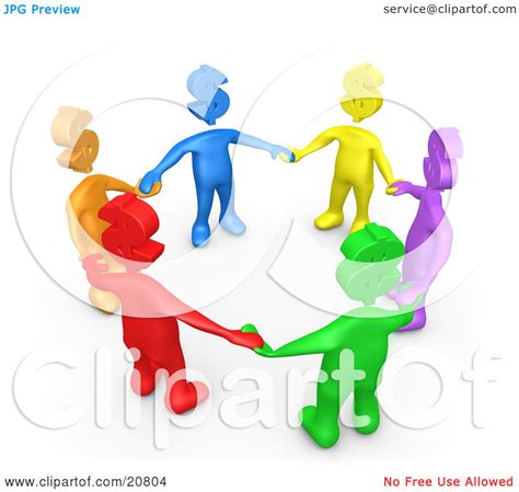 Clipart Illustration Of A Group Of Colorful Diverse People With Dollar