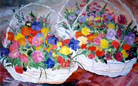My Three Baskets Of Flowers Linda Wadley