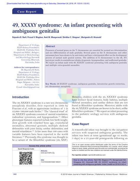 Pdf 49 Xxxxy Syndrome An Infant Presenting With Ambiguous Genitalia