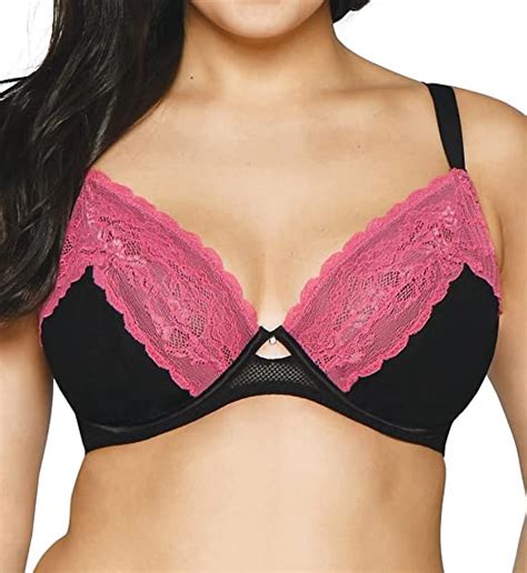 Curvy Kate Womens In Love With Lace Plunge Bra Black Pink 34FF At