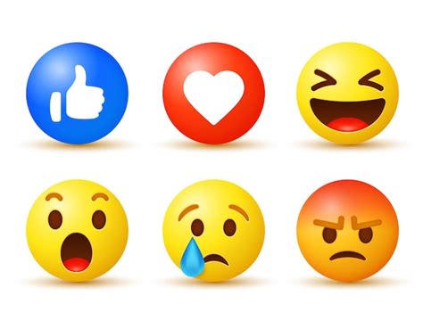 Premium Vector Facebook Reaction Emoji Set