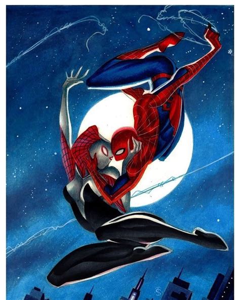 spiderman and spidergwen marvel comics superheroes