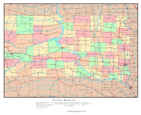 Large Detailed Administrative Map Of South Dakota With Roads Highways