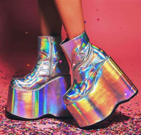 Hologram Platform Shoes Boots Funky Shoes Unique Shoes