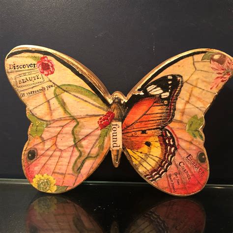 On Sale Large Wood Decoupage Butterfly Butterfly Decor Etsy