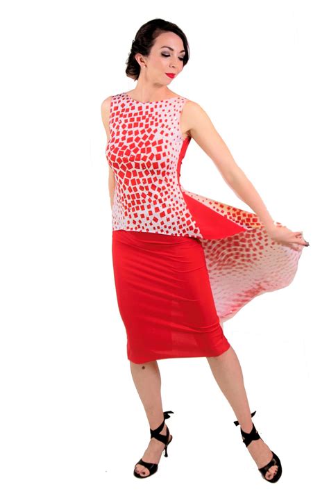 Red Mosaic Two Piece Tango Dress By Argentine Tango Dress Red Tango Outfit