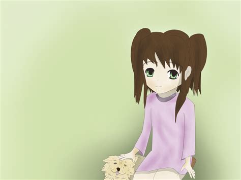 Anime Girl With A Dog By Nexen4 On Deviantart