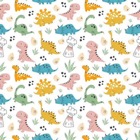 Kids Baby Pattern With Cute Dinosaurs Concept 1922079 Vector Art At