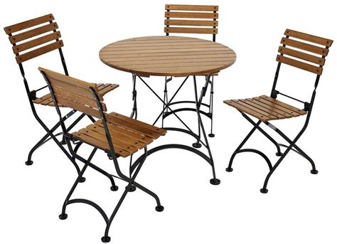 Sunnydaze European Chestnut Wood Folding Bistro Table And Chairs Set