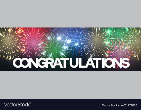 Congratulation Greeting Banner With Firework Vector Image