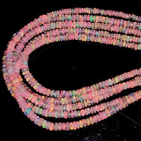 White Opal Beaded Necklaceopal Necklace Tiny Opal Bead Etsy