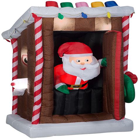 Gemmy Animated Christmas Airblown Inflatable Santa S Outhouse 6 Ft Tall Brown