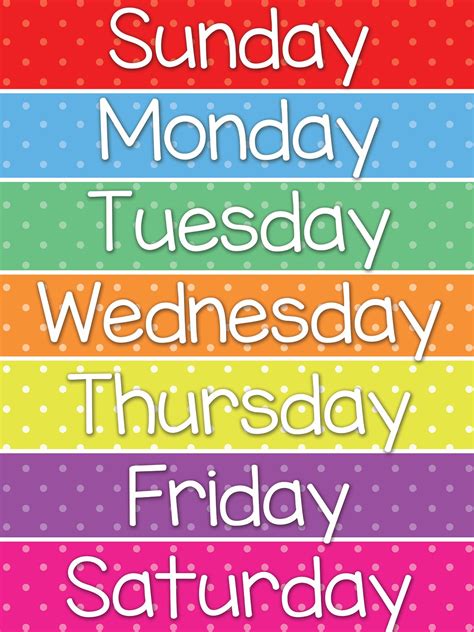 Days Of The Week Poster Printable Free