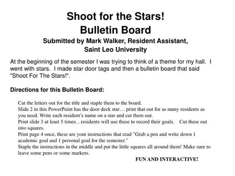 Ppt Shoot For The Stars Bulletin Board Submitted By Mark Walker