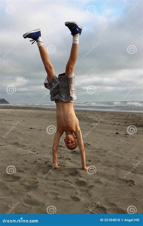 Beach Handstand Stock Photo Image Of Copy Gymnast Healthy 32184818