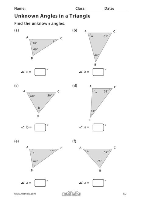 Solving For Unknown Angles Worksheet
