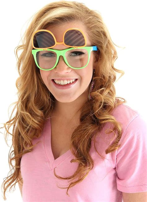 Flip Up Neon Hipster Costume Glasses For Teens And Adults