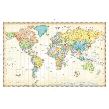 Amazon Com 24x36 World Wall Map By Smithsonian Journeys Blue Ocean