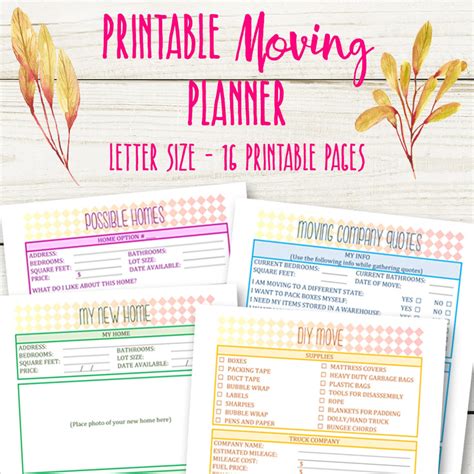 Moving Planner Printable Moving Checklist Packing Inventory Etsy