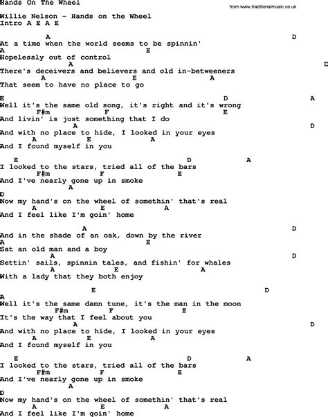 Willie Nelson Song Hands On The Wheel Lyrics And Chords