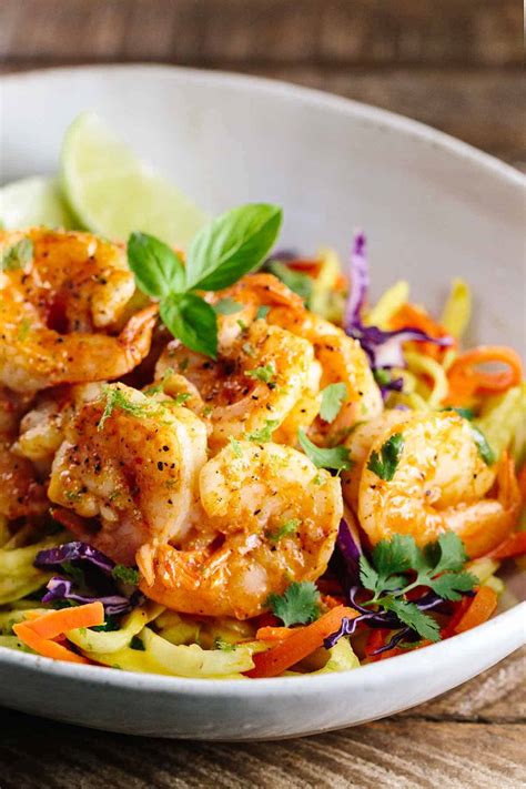 Spicy Thai Shrimp Recipe With Vegetable Noodles Jessica Gavin