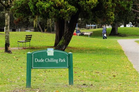central park dude chilling park sign finds permanent home vancouver is awesome