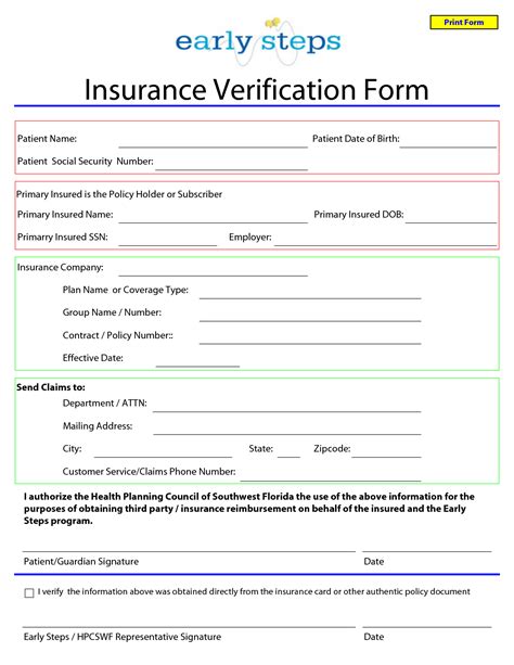 9 Best Images Of Free Printable Insurance Forms Medical Insurance Verification Form Template