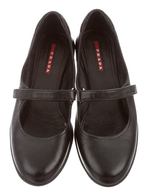 Prada Sport Leather Mary Jane Flats Shoes Wpr34488 The Realreal