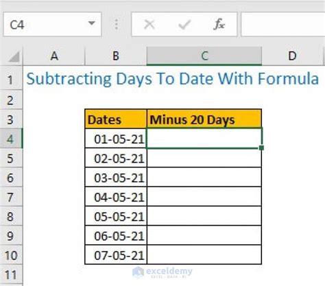 How To Subtractminus Days From Todays Date In Excel 4 Simple Ways