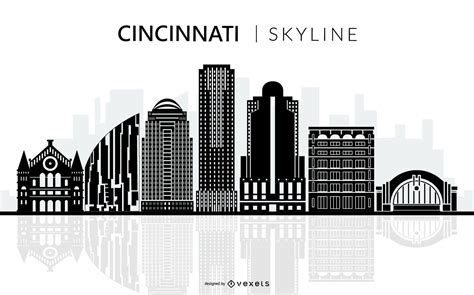 Cincinnati Black Skyline Silhouette Vector Download