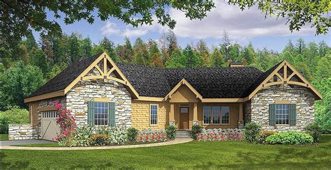 Ranch style house plans, floor plans & designs. Rustic Angled Ranch Home Plan - 3877JA | Architectural ...