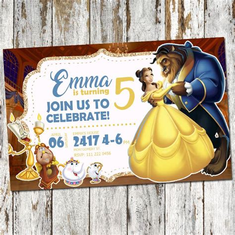 Beauty And The Beast Invitation Princess Belle Invitation Etsy Belle