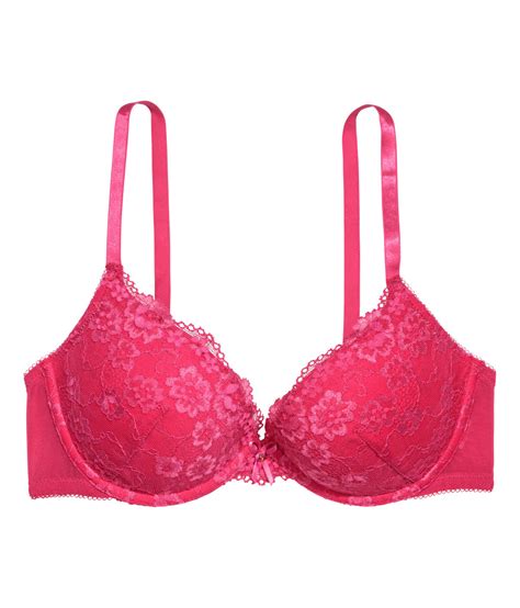 Handm Lace Push Up Bra In Red Lyst